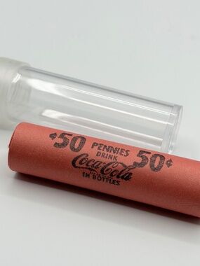 Vintage Coca Cola Penny Coin Roll – 50¢ Wheat Cent – Covered Ends – Unsearched